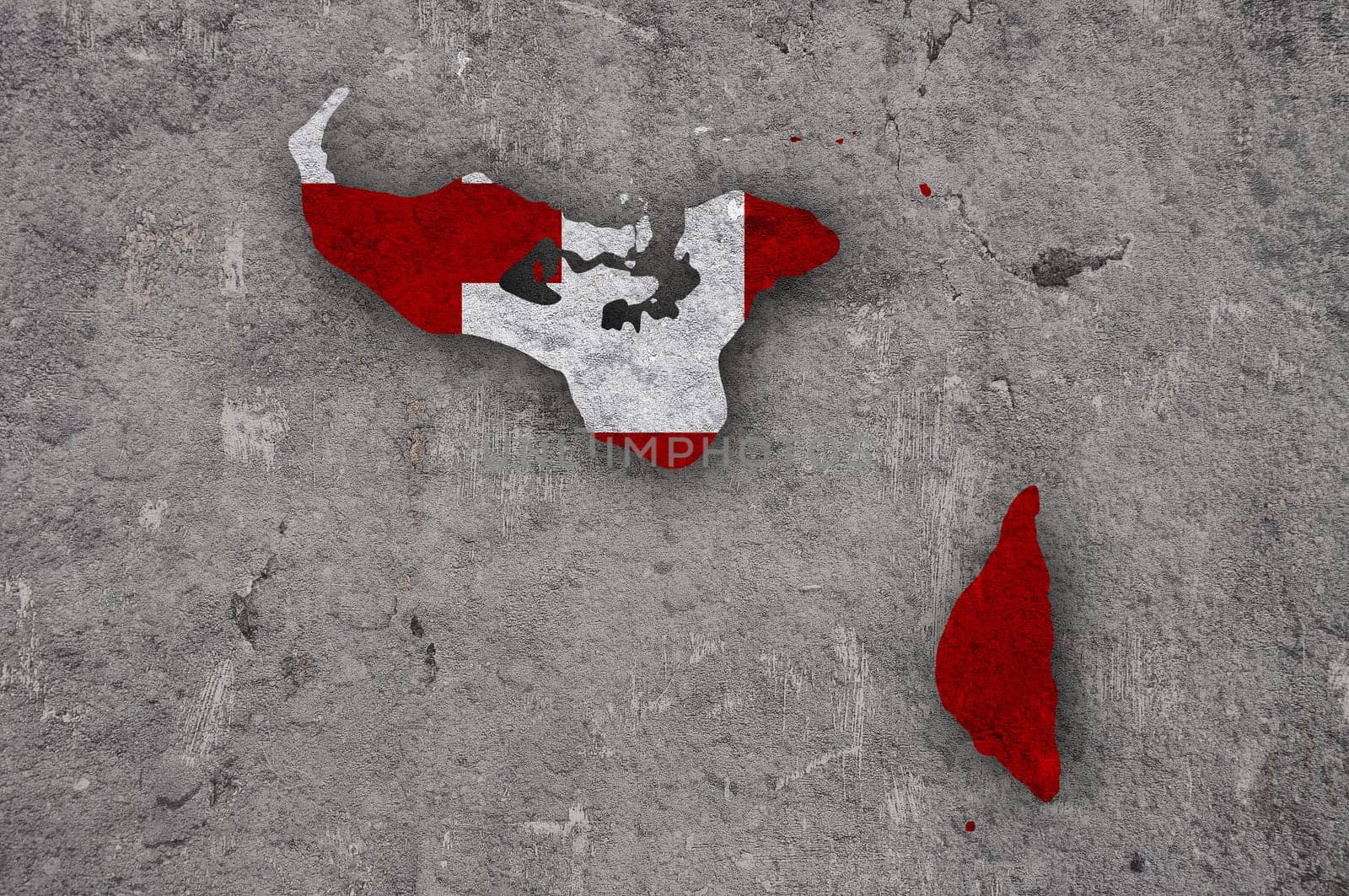 Map and flag of Tonga on weathered concrete