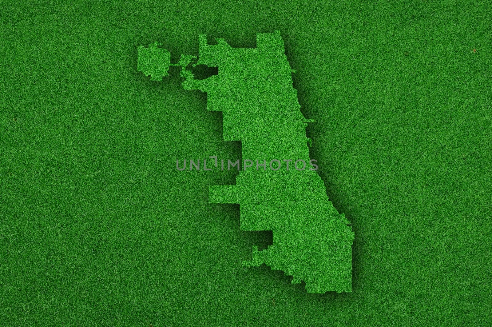Map of Chicago on green felt
