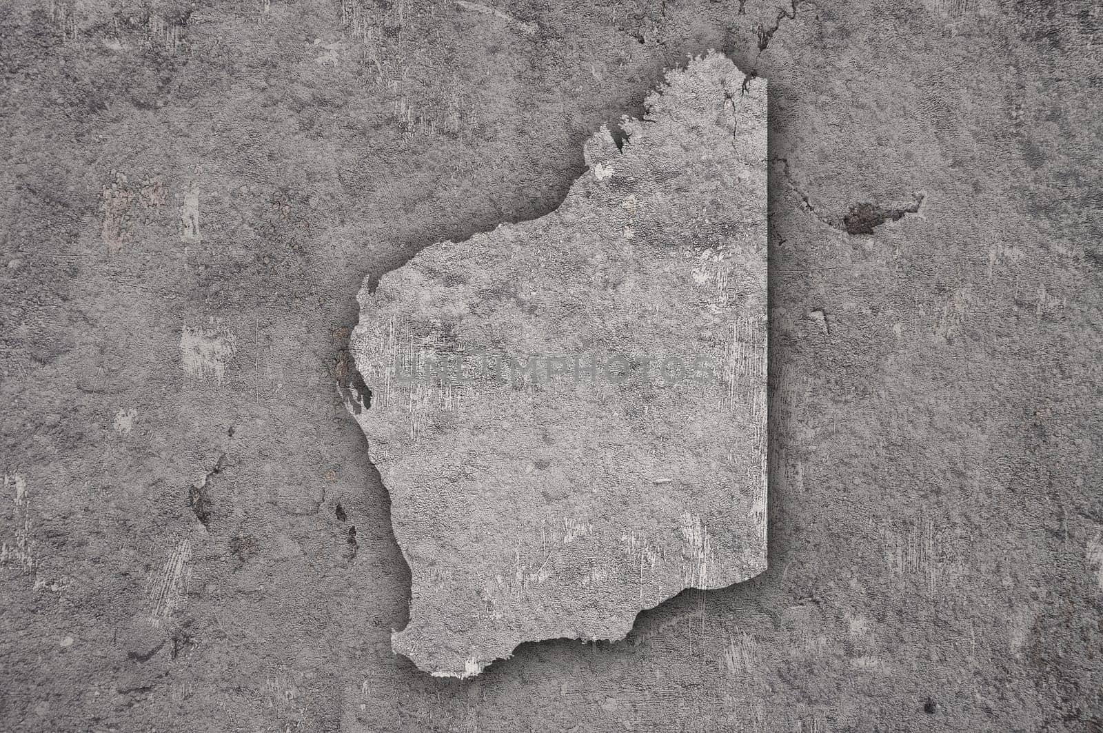 Map of Western Australia on weathered concrete