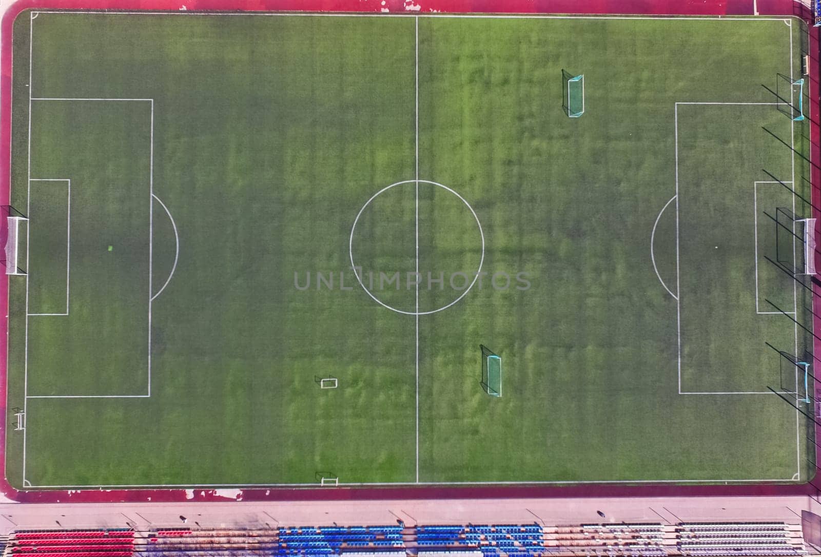 Football stadium, view from above to the stadium.