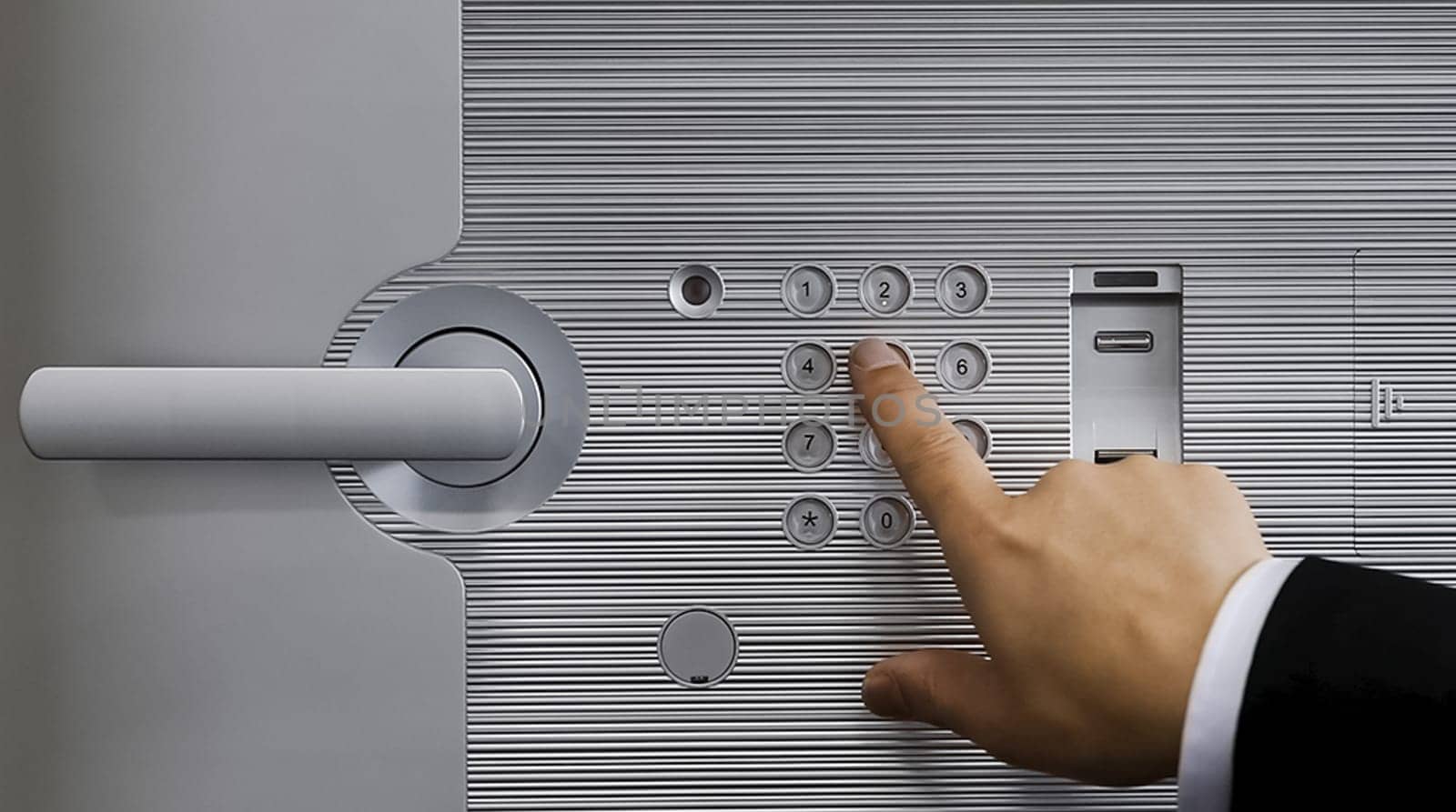 Opening the code lock on the door with the touch of your fingers.
