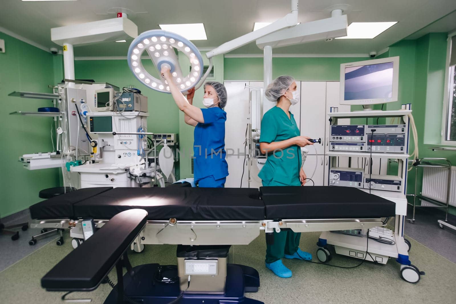 Moscow, Russia - June 14, 2019: Medical staff in the operating room. Doctors' work.