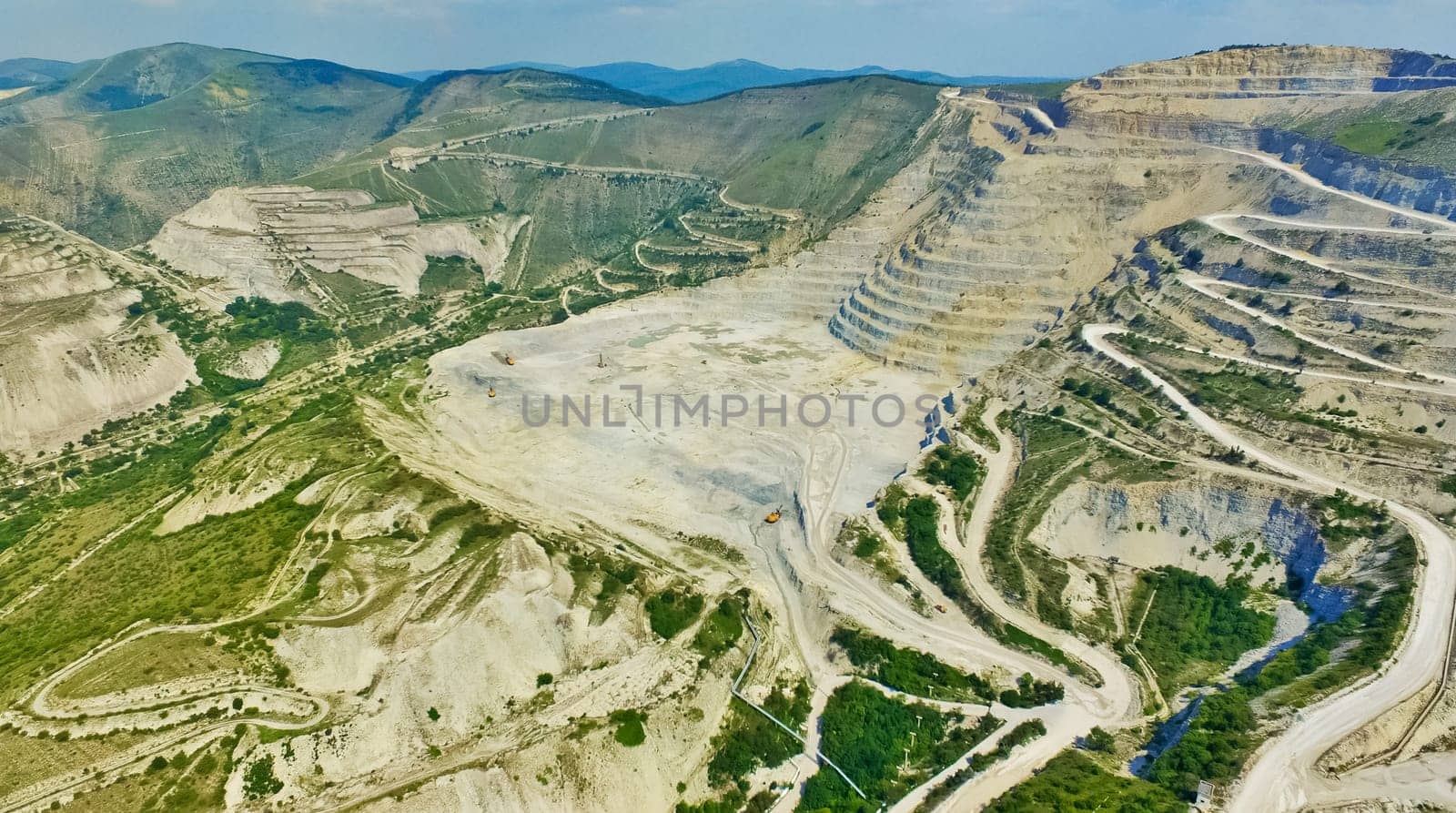 View from above at the mergel quarry. cement extraction.
