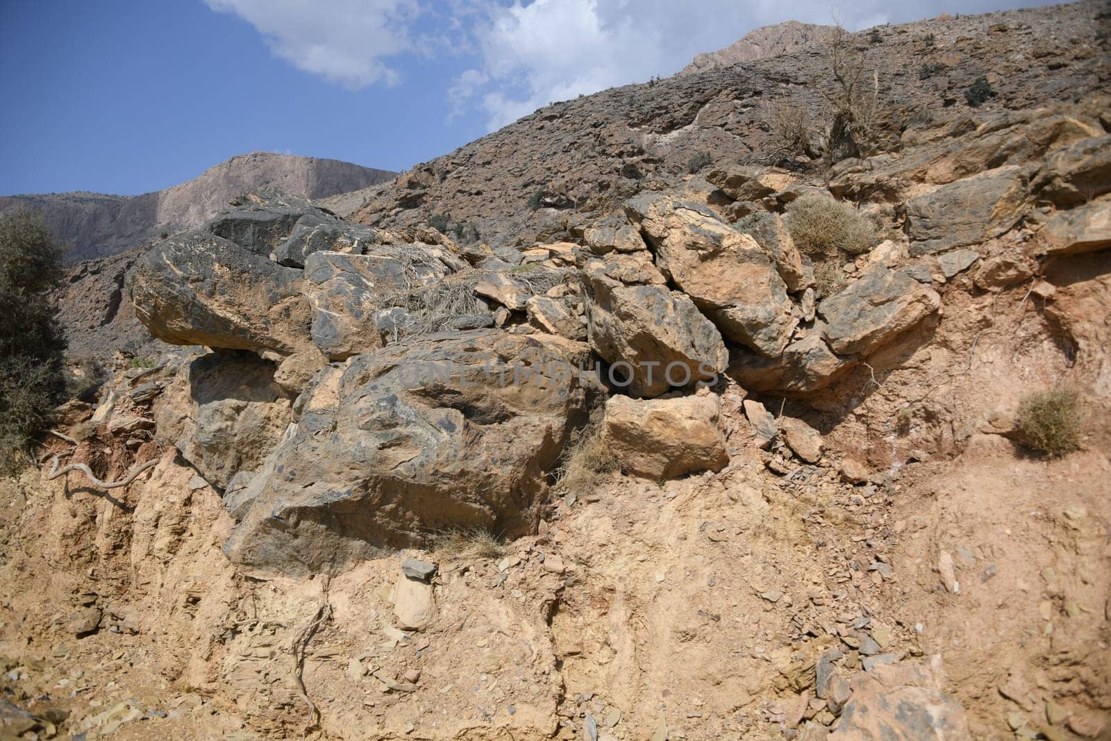 At the Grand Canyon Jabel Schams in Oman,the eroded discordance and limestone marl can be seen in bioclastic limestone with mussel shells.
