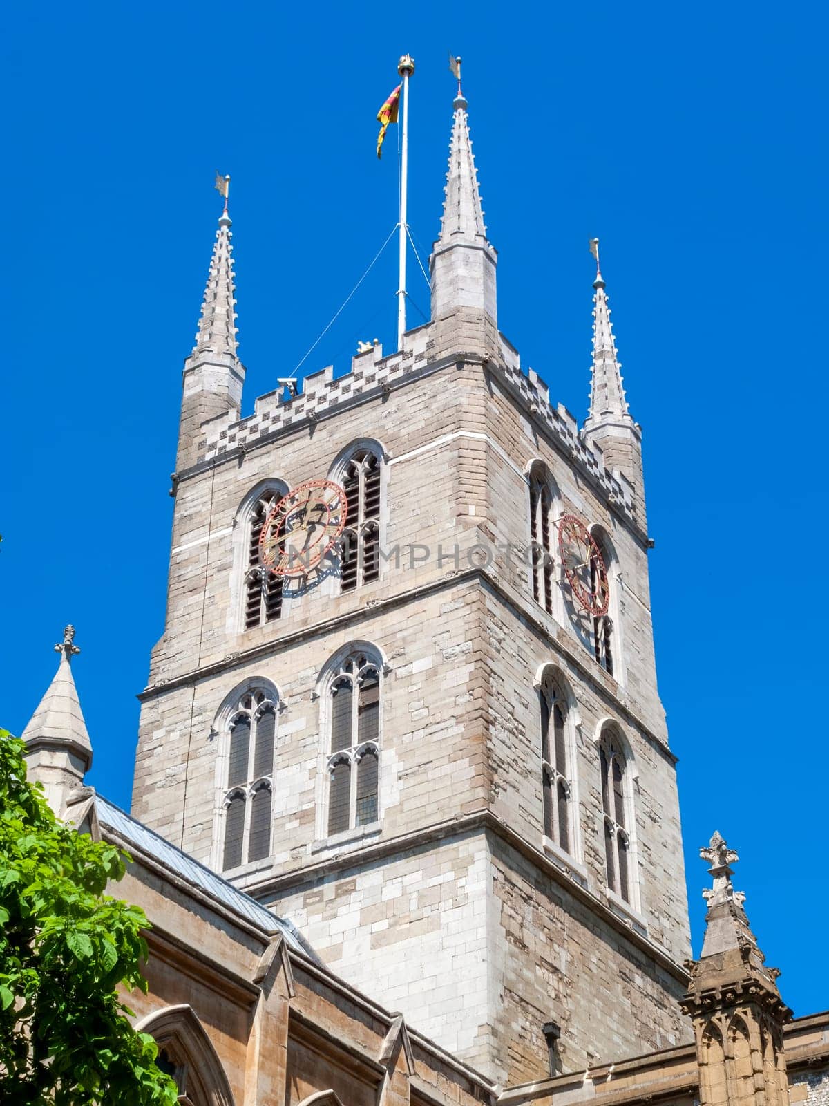 Southwark Cathedral at London Bridge London England UK built around 666AD rebuilt in a Norman Gothic style in 1206AD and is a popular travel destination tourist attraction landmark, stock photo image