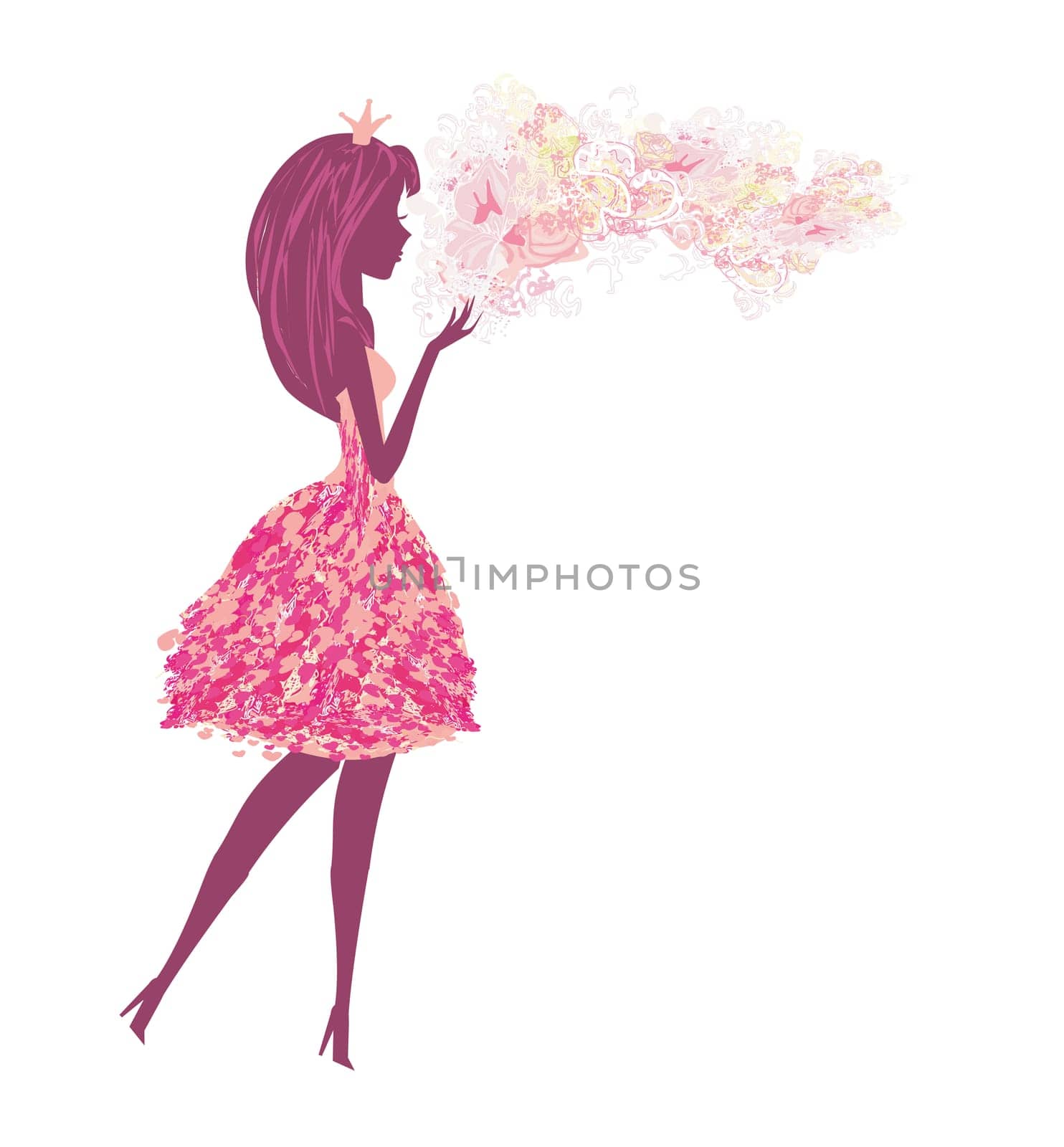 isolated silhouette of a beautiful fairy