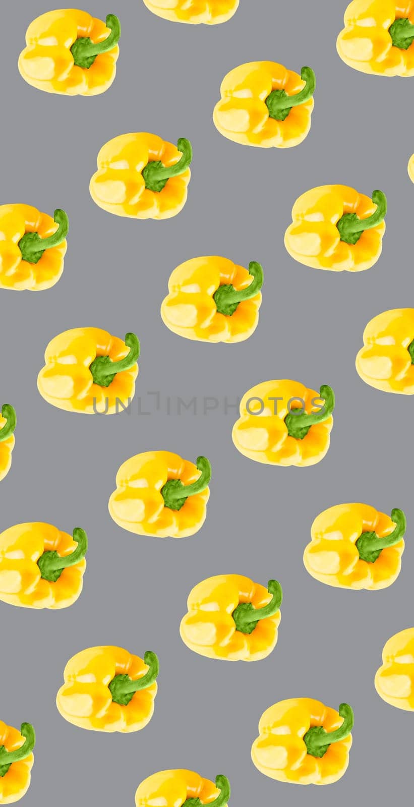 Seamless food pattern. Illuminating colour fruits on ultimate gray background. From above