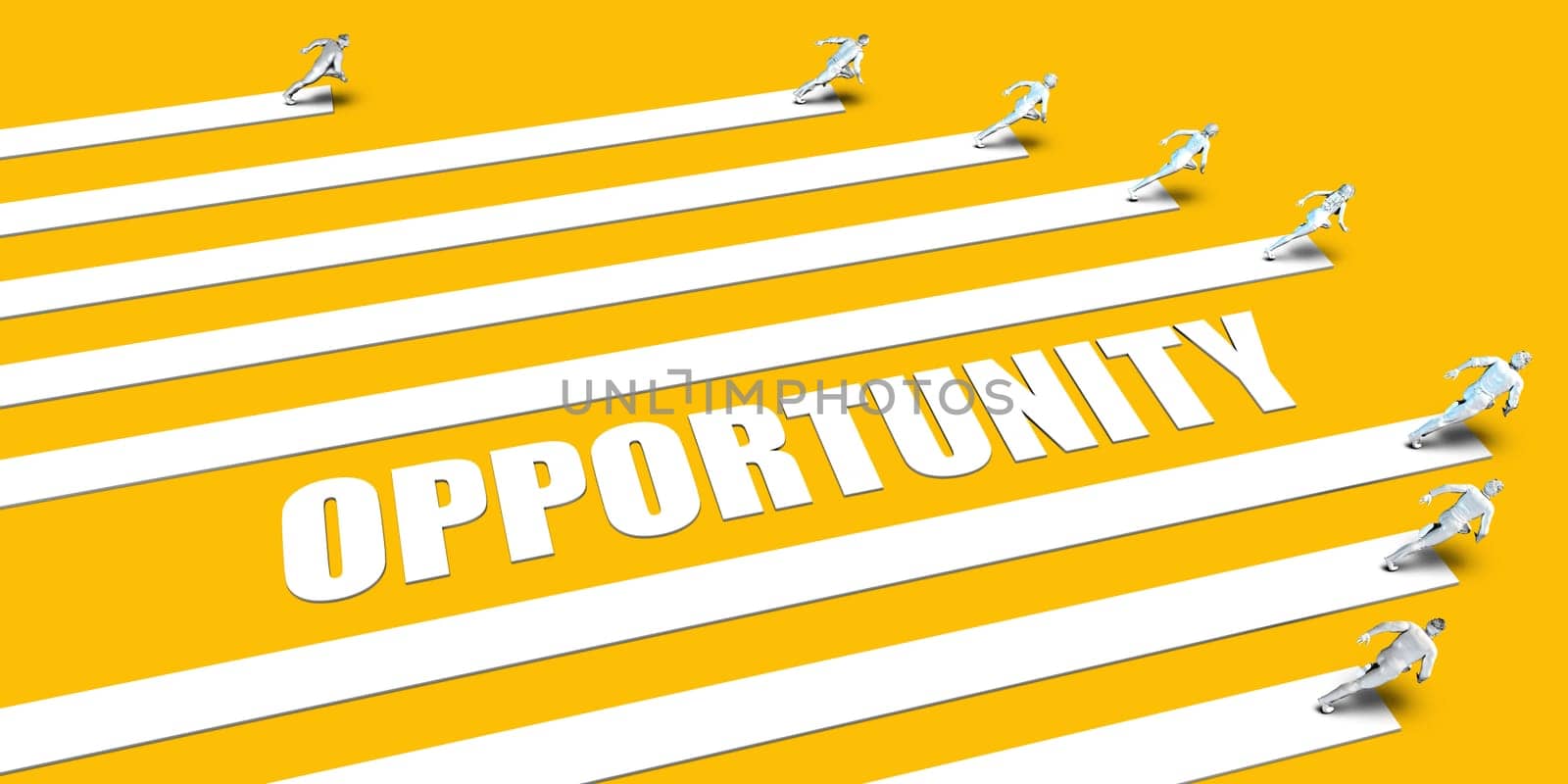 opportunity Concept with Business People Running on Yellow