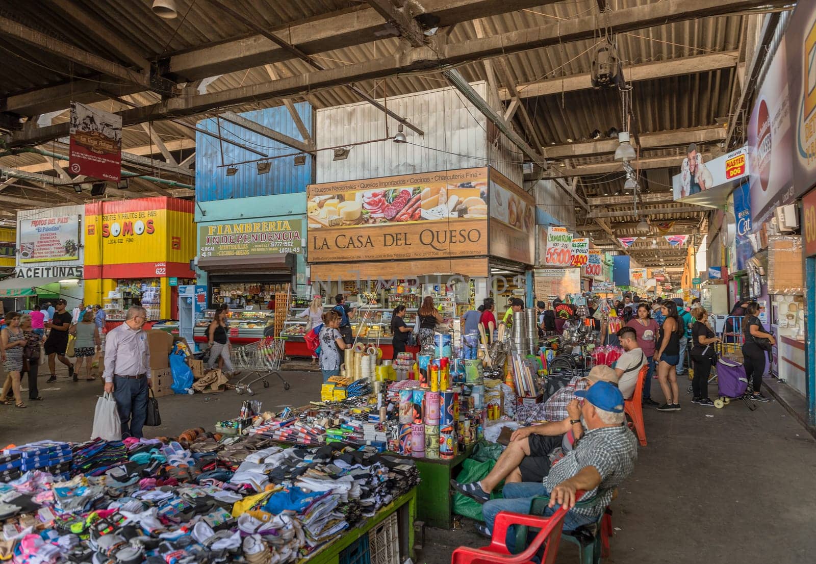 Vendors sell different types of products in the La Vega Central Market in Santiago, Chile