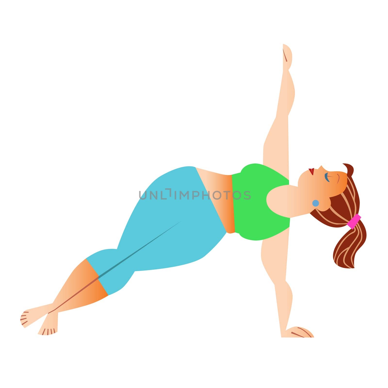 Conventional bit thick woman does yoga. Health care and spiritual