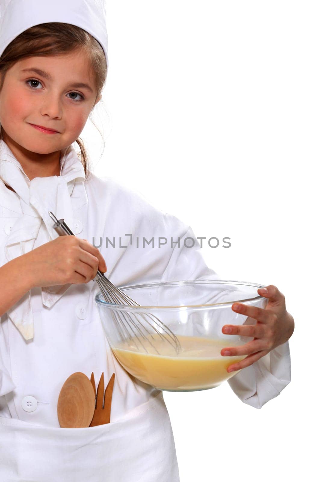 portrait of a little girl in baker clothes