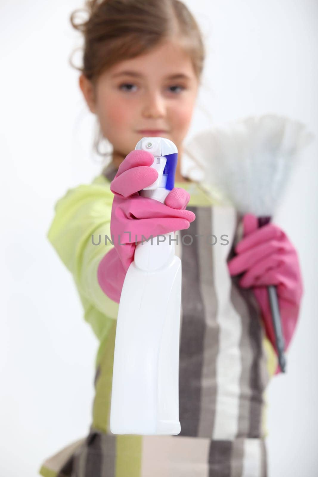 Little girl cleaning