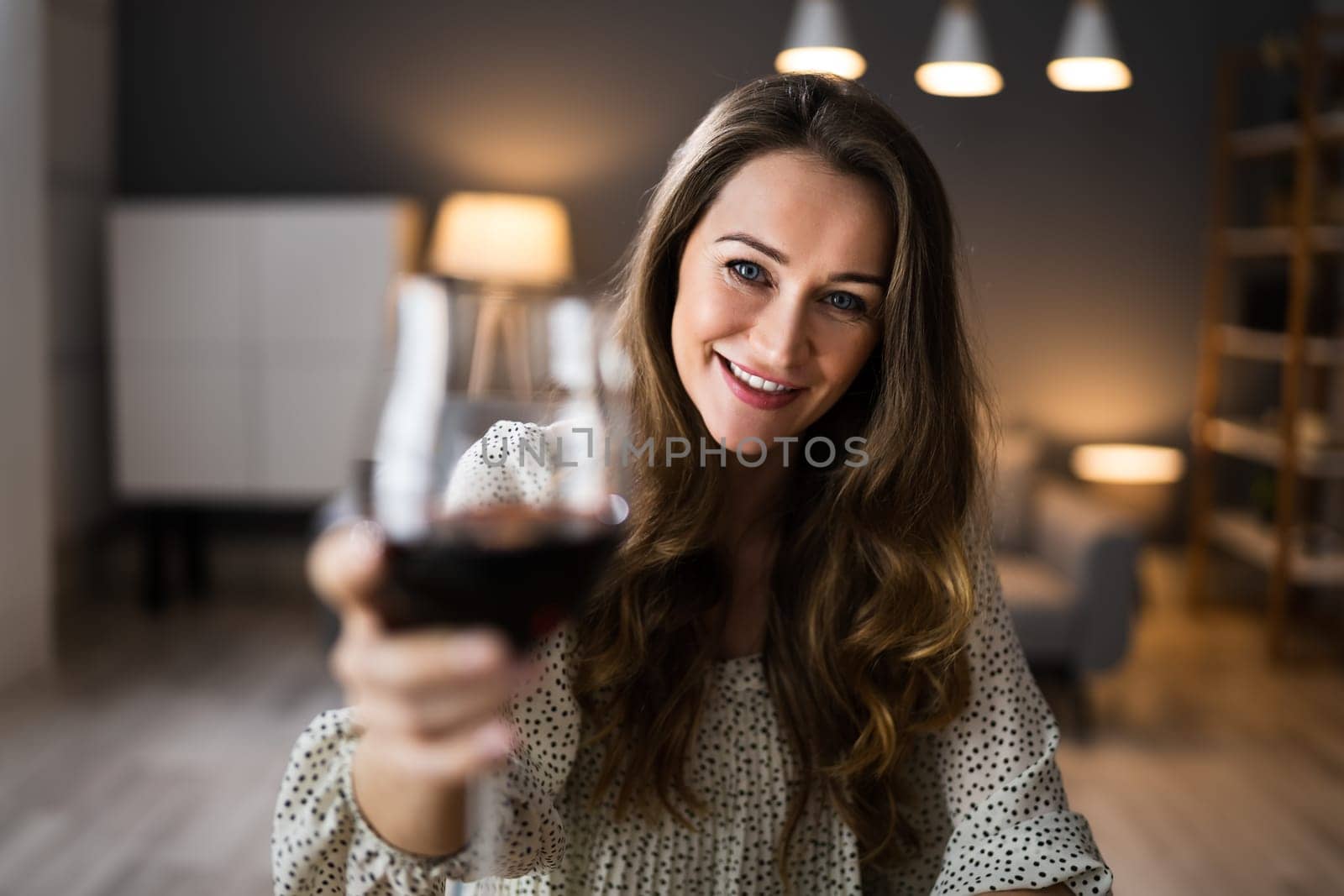 Romantic Home Dinner Video Conference With Wine