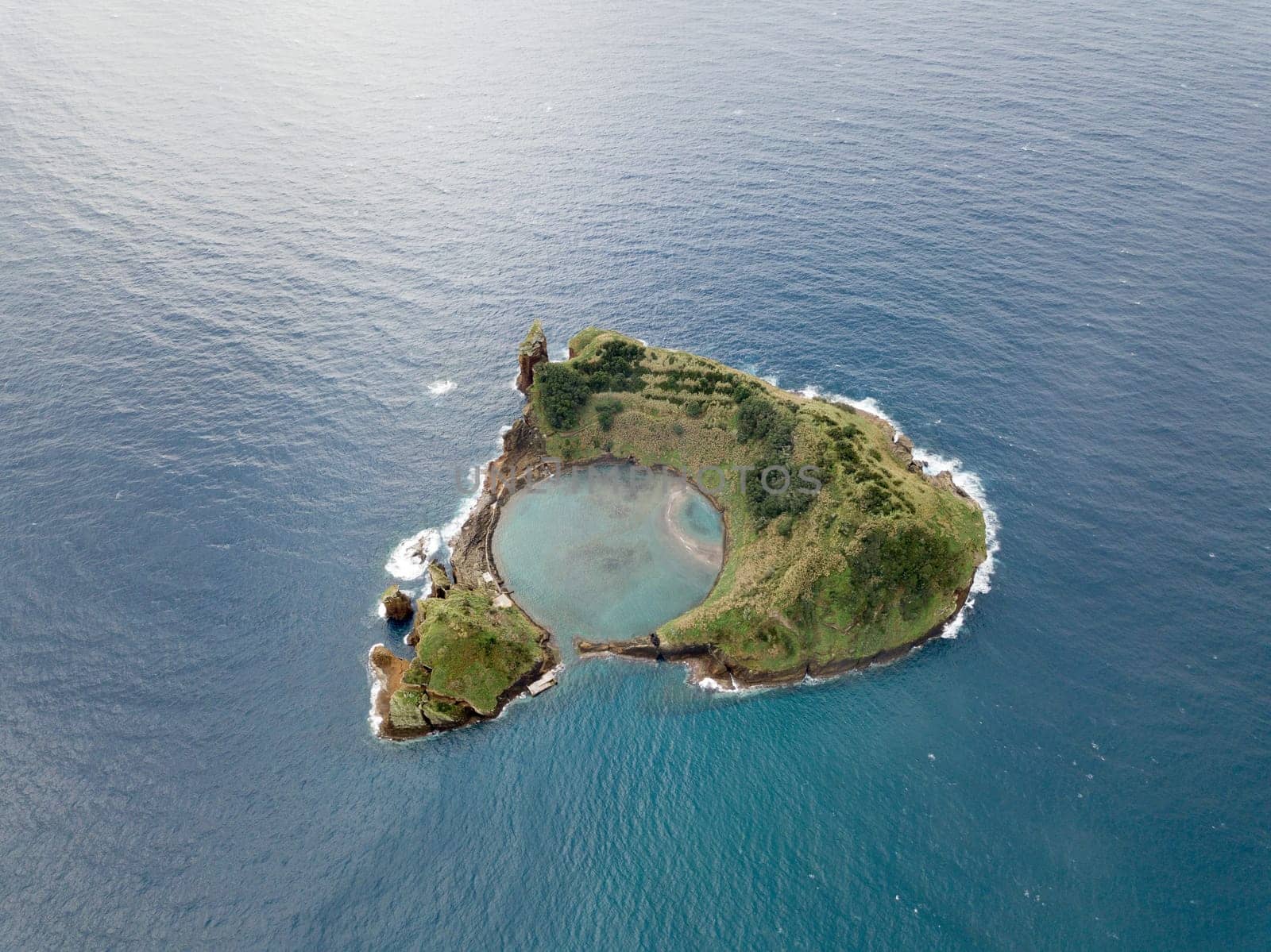 Aerial view of "Islet of Vila Franca do Campo"", Sao Miguel, Azores, Portugal."