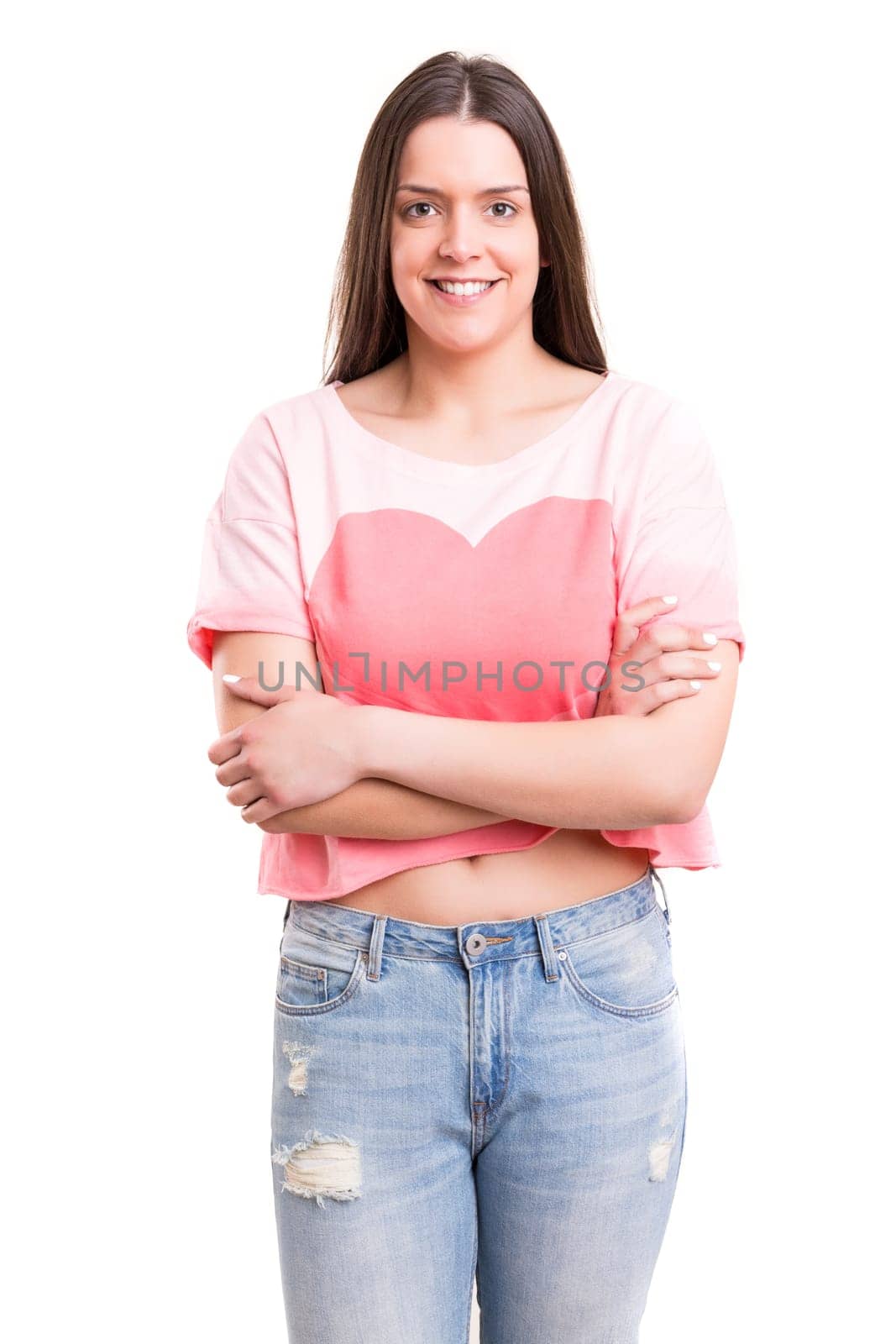 Studio shot of a beautiful young casual woman