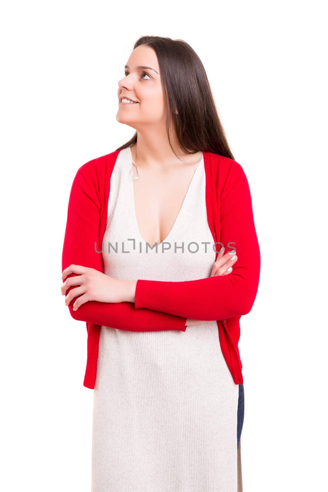 Studio shot: Young woman having a great idea