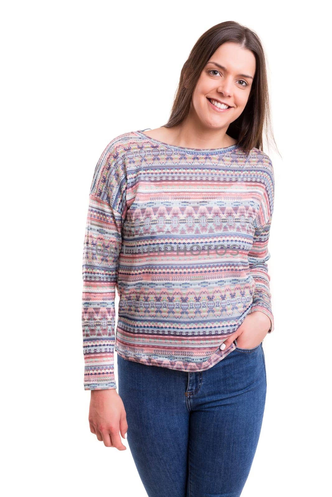Studio shot of a beautiful young casual woman