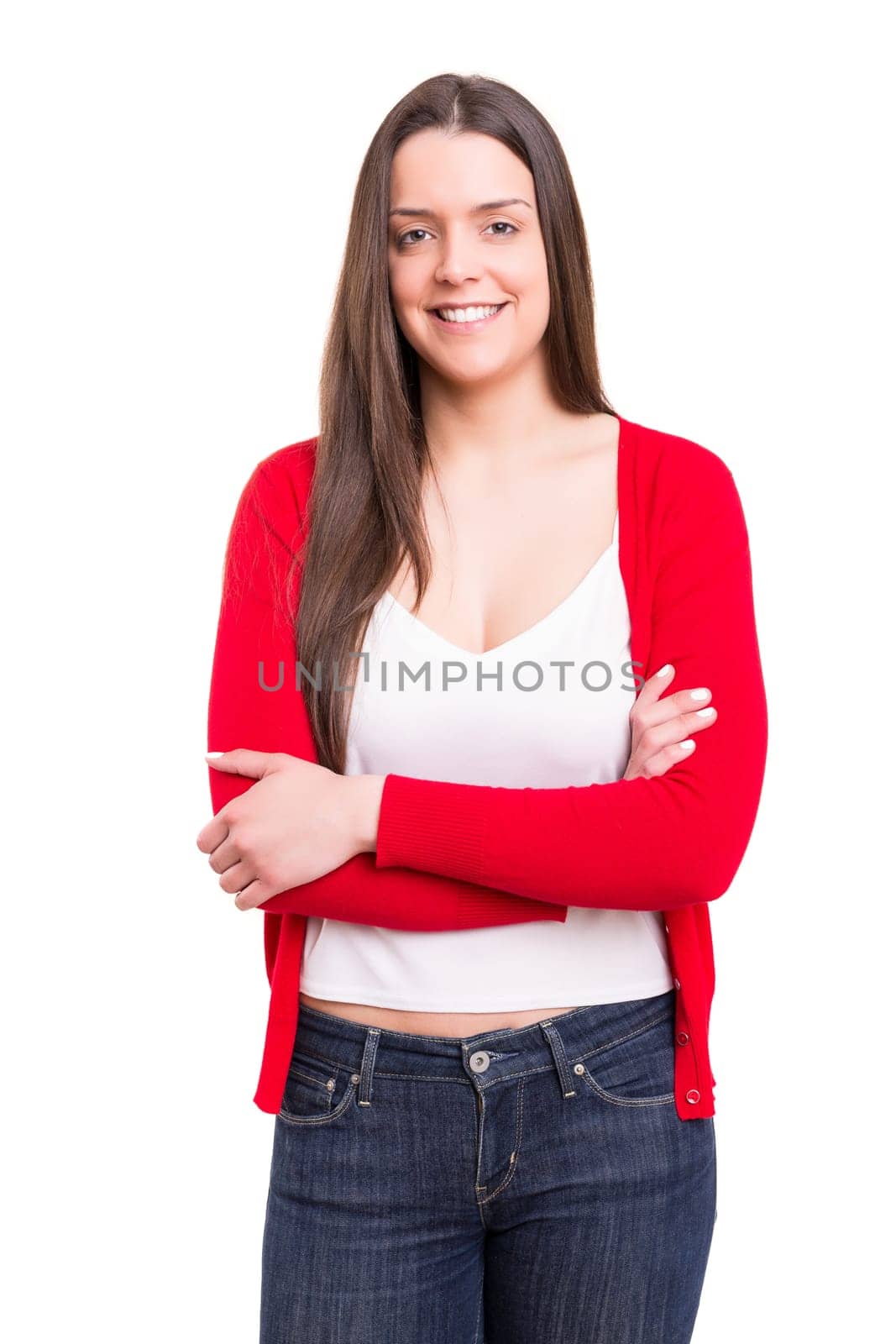 Studio shot of a beautiful young casual woman