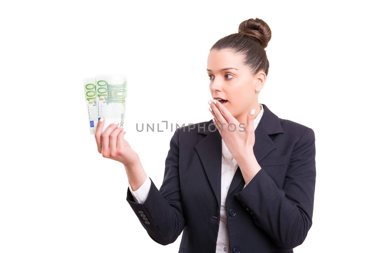 Successful business woman showing some banknotes