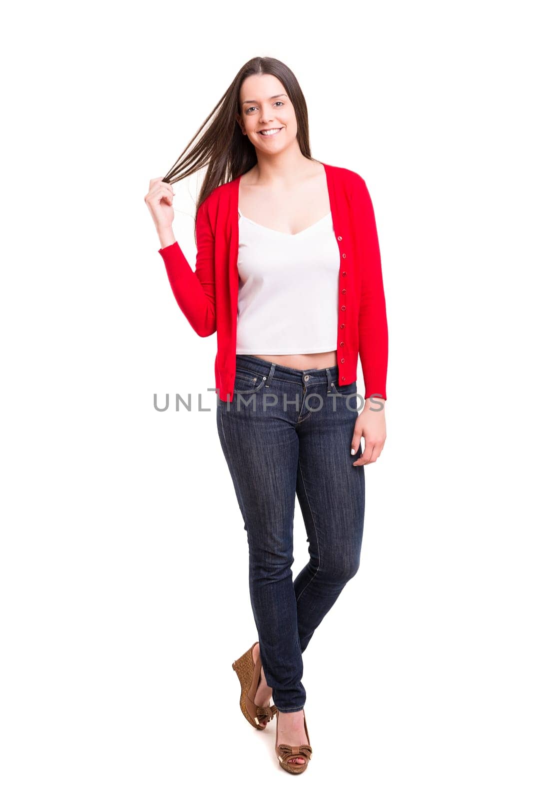 Studio shot of a beautiful young casual woman