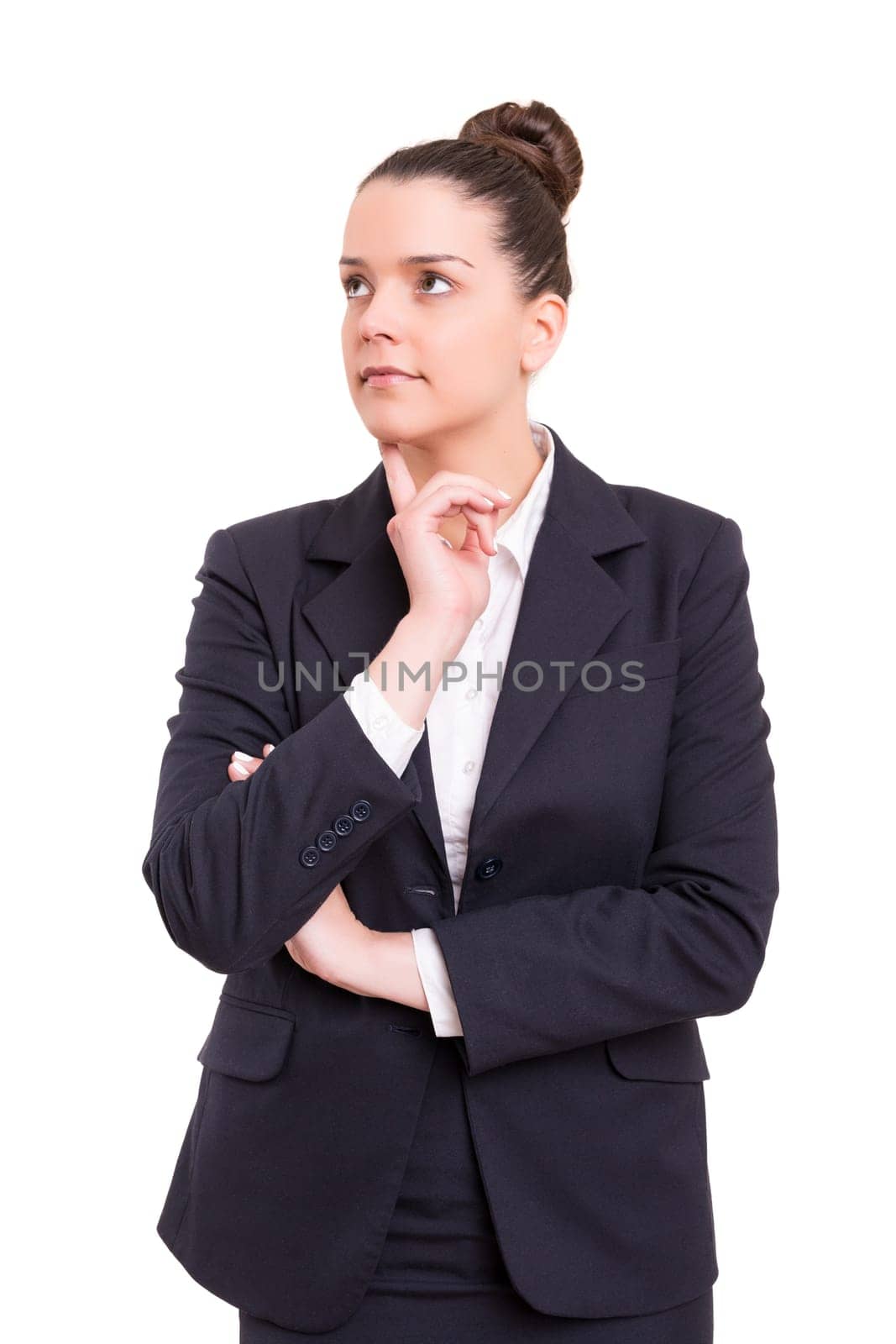 Studio shot: Young woman having a great idea