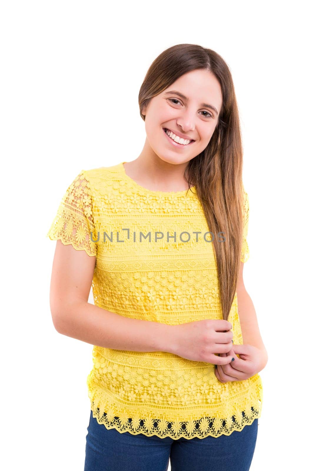 Studio shot of a beautiful young casual woman