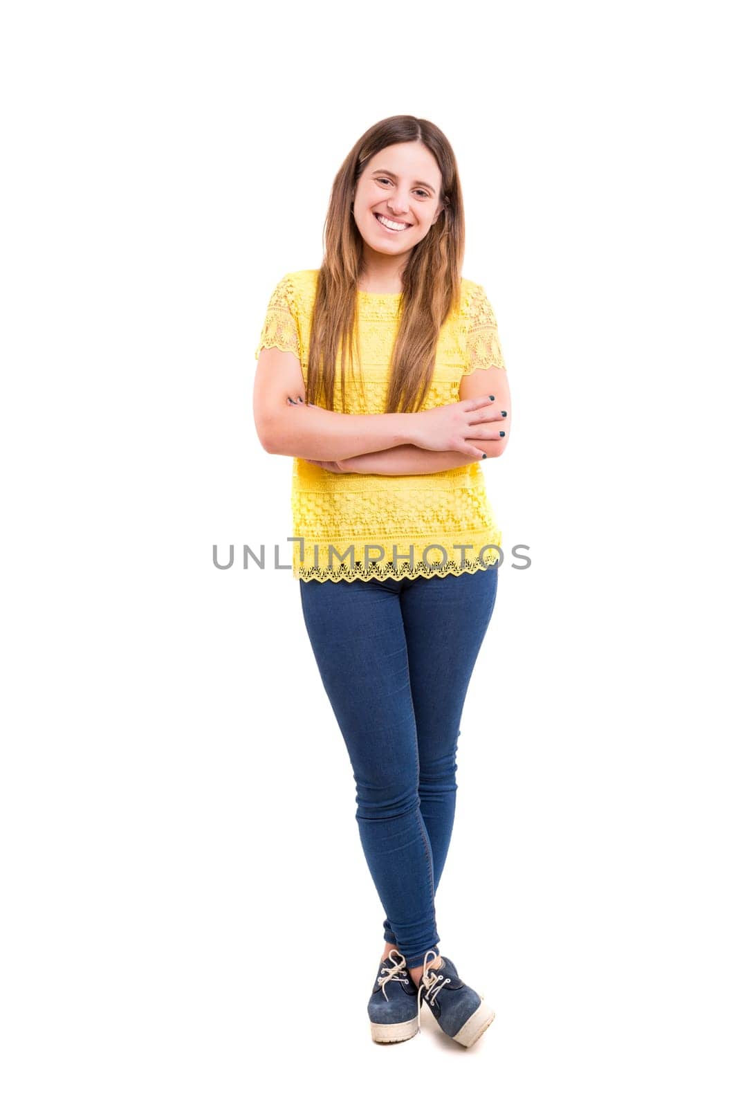 Studio shot of a beautiful young casual woman
