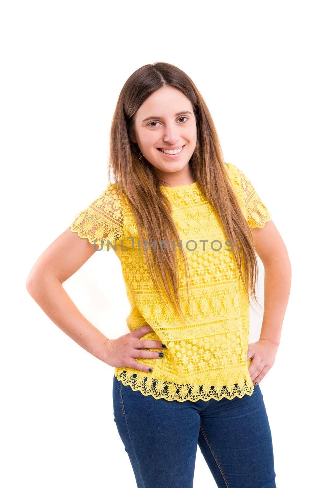 Studio shot of a beautiful young casual woman
