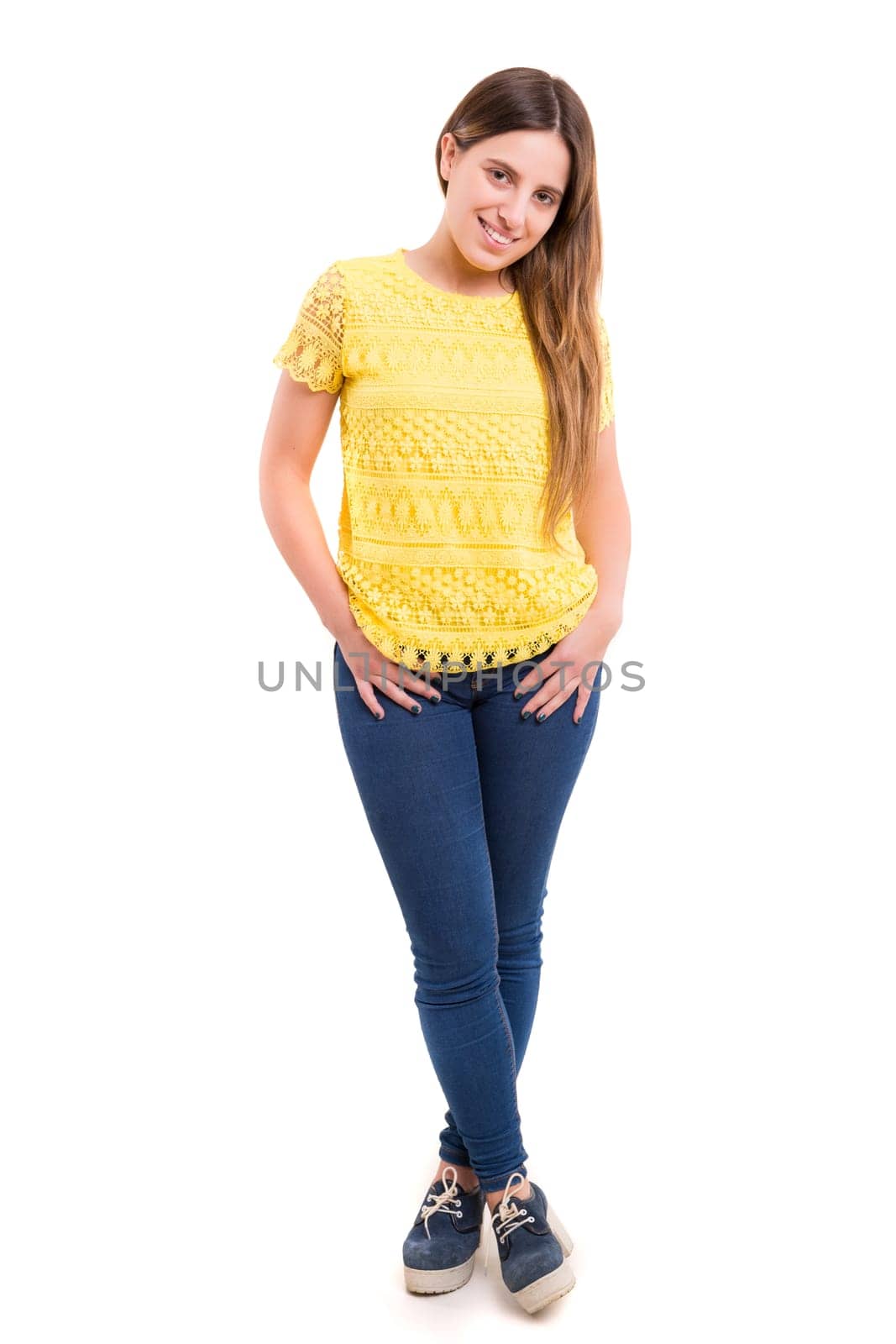 Studio shot of a beautiful young casual woman
