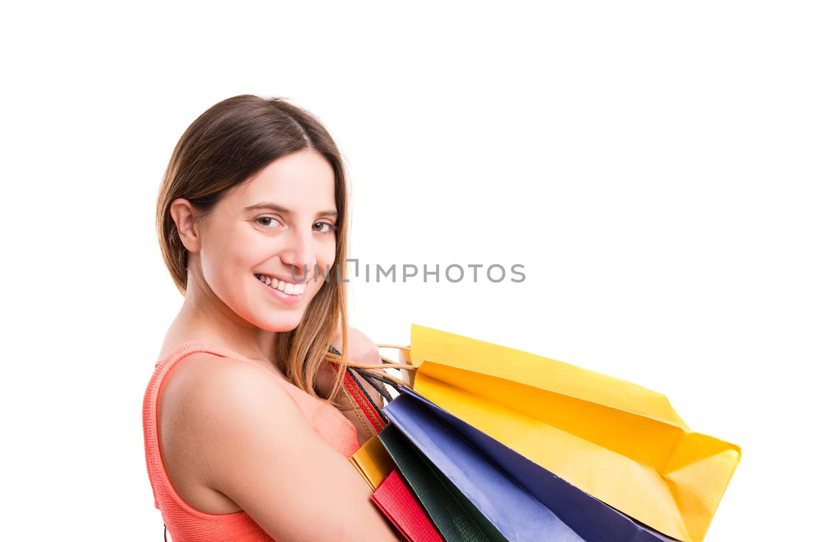 Young and beautiful woman with shopping bags