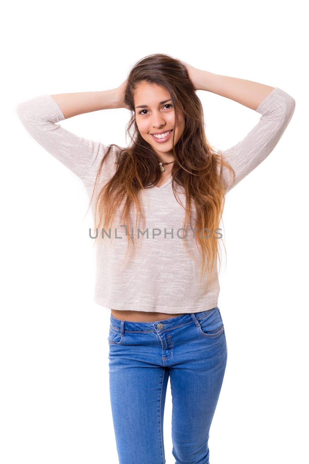 Studio shot of a beautiful young casual woman