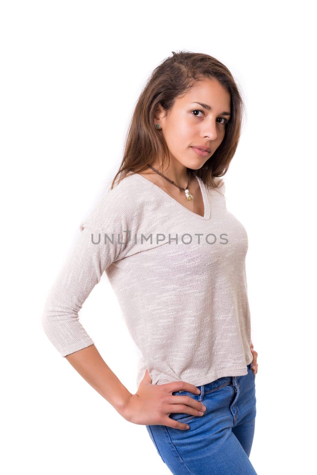 Studio shot of a beautiful young casual woman