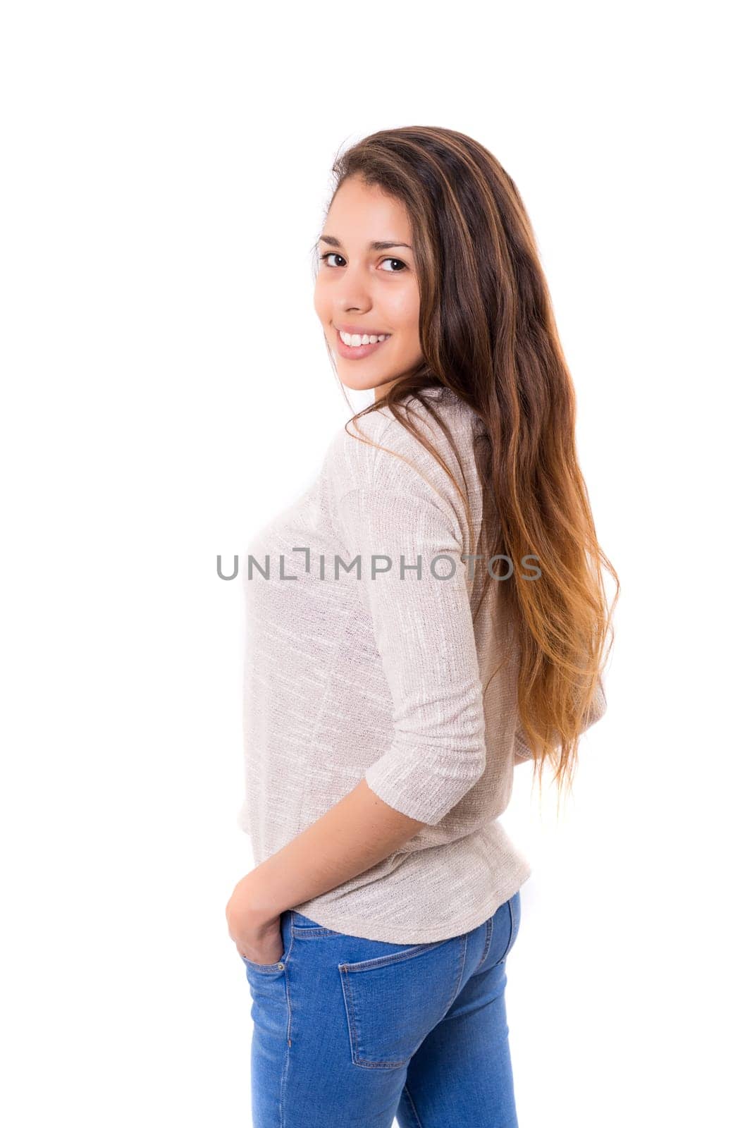 Studio shot of a beautiful young casual woman