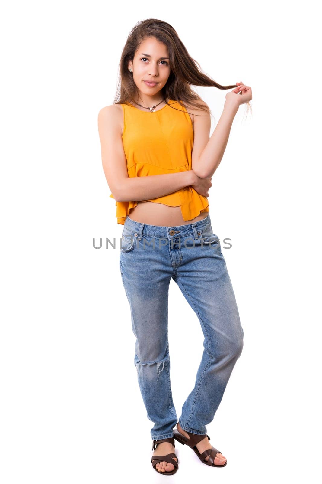Studio shot of a beautiful young casual woman