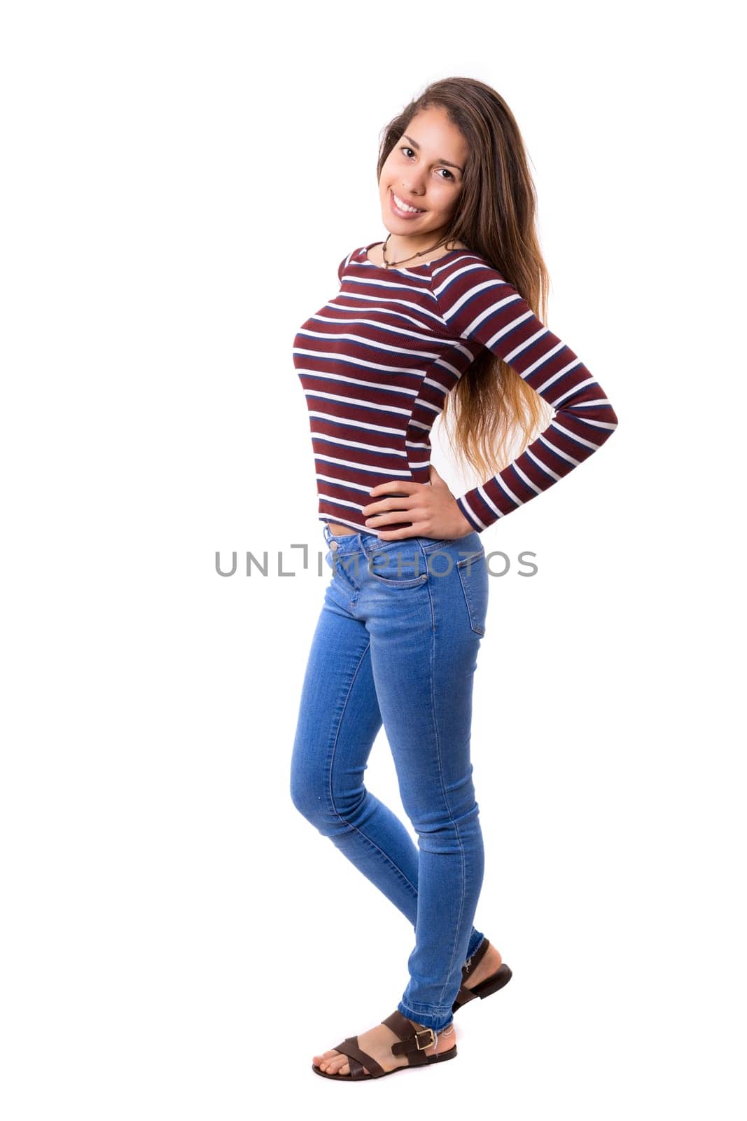 Studio shot of a beautiful young casual woman
