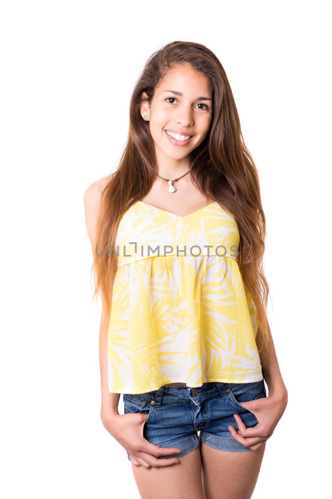 Studio shot of a beautiful young casual woman