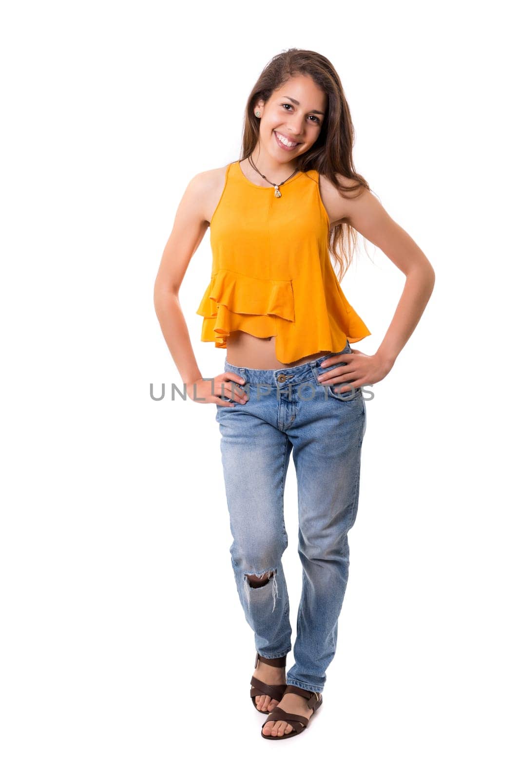 Studio shot of a beautiful young casual woman