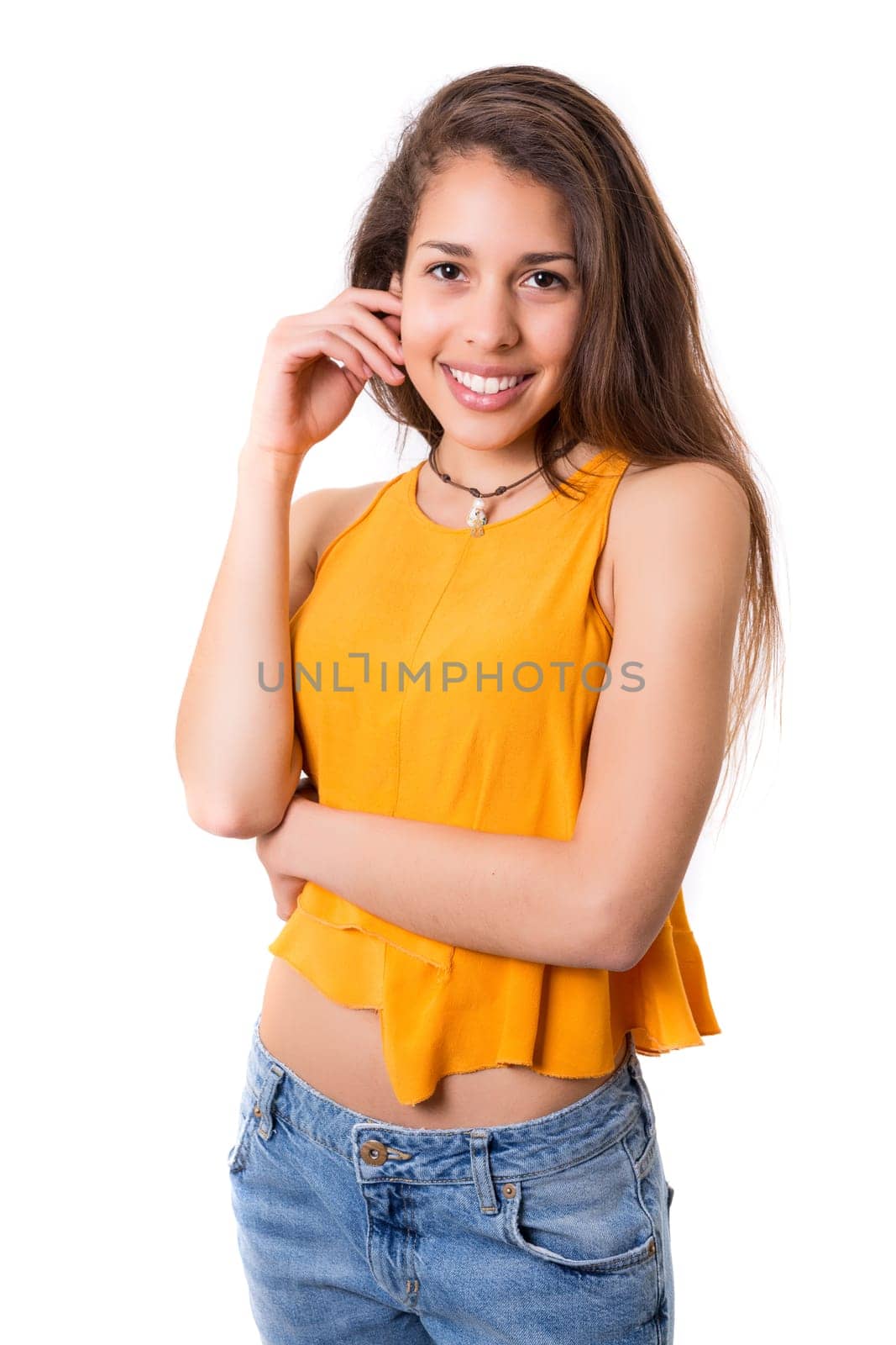 Studio shot of a beautiful young casual woman