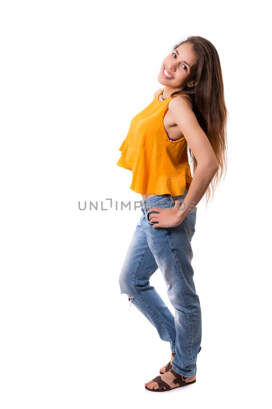 Studio shot of a beautiful young casual woman