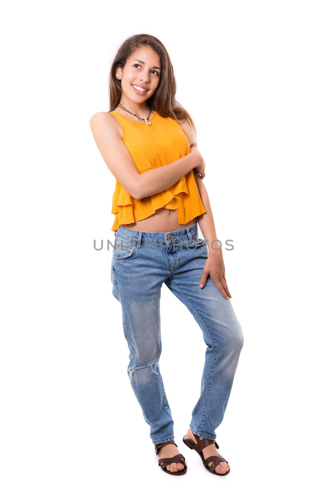 Studio shot of a beautiful young casual woman