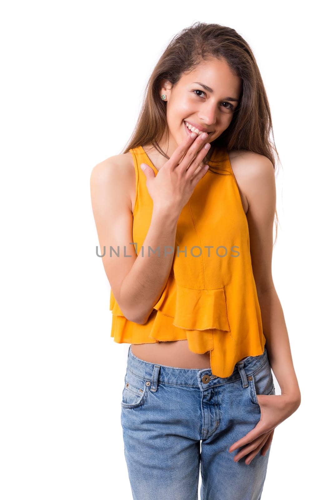Studio shot of a beautiful young casual woman