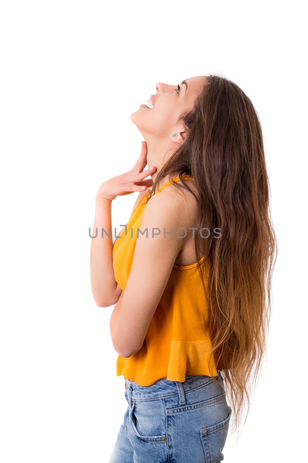 Studio shot of a beautiful young casual woman