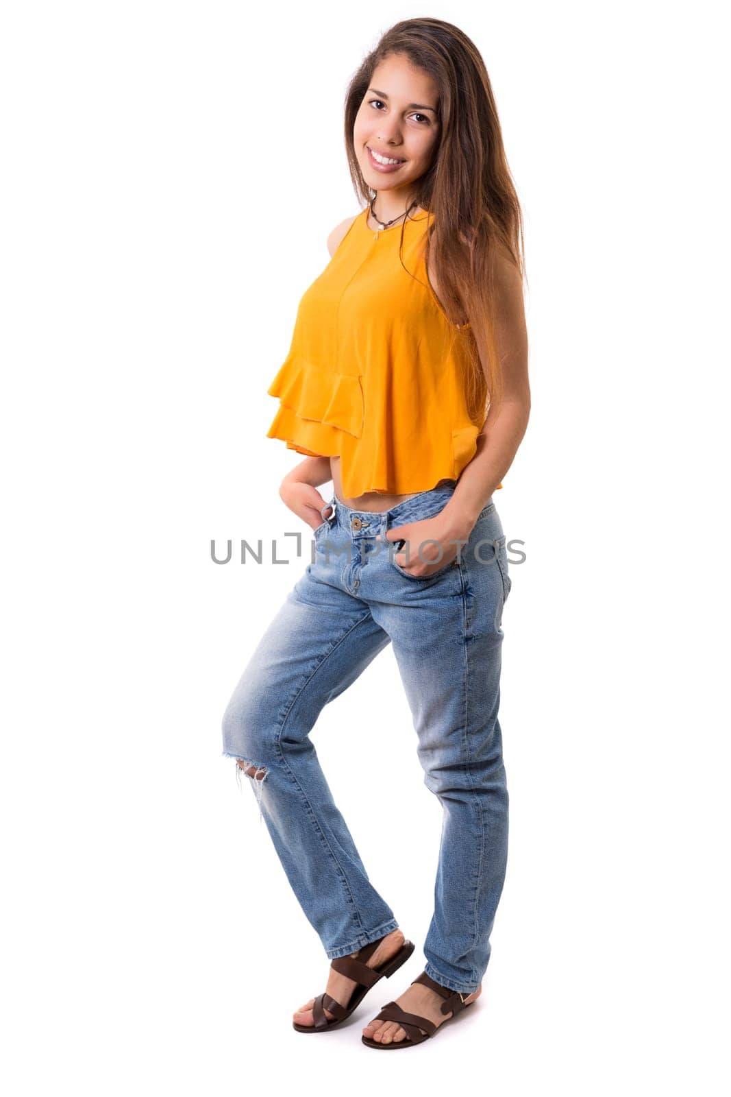 Studio shot of a beautiful young casual woman
