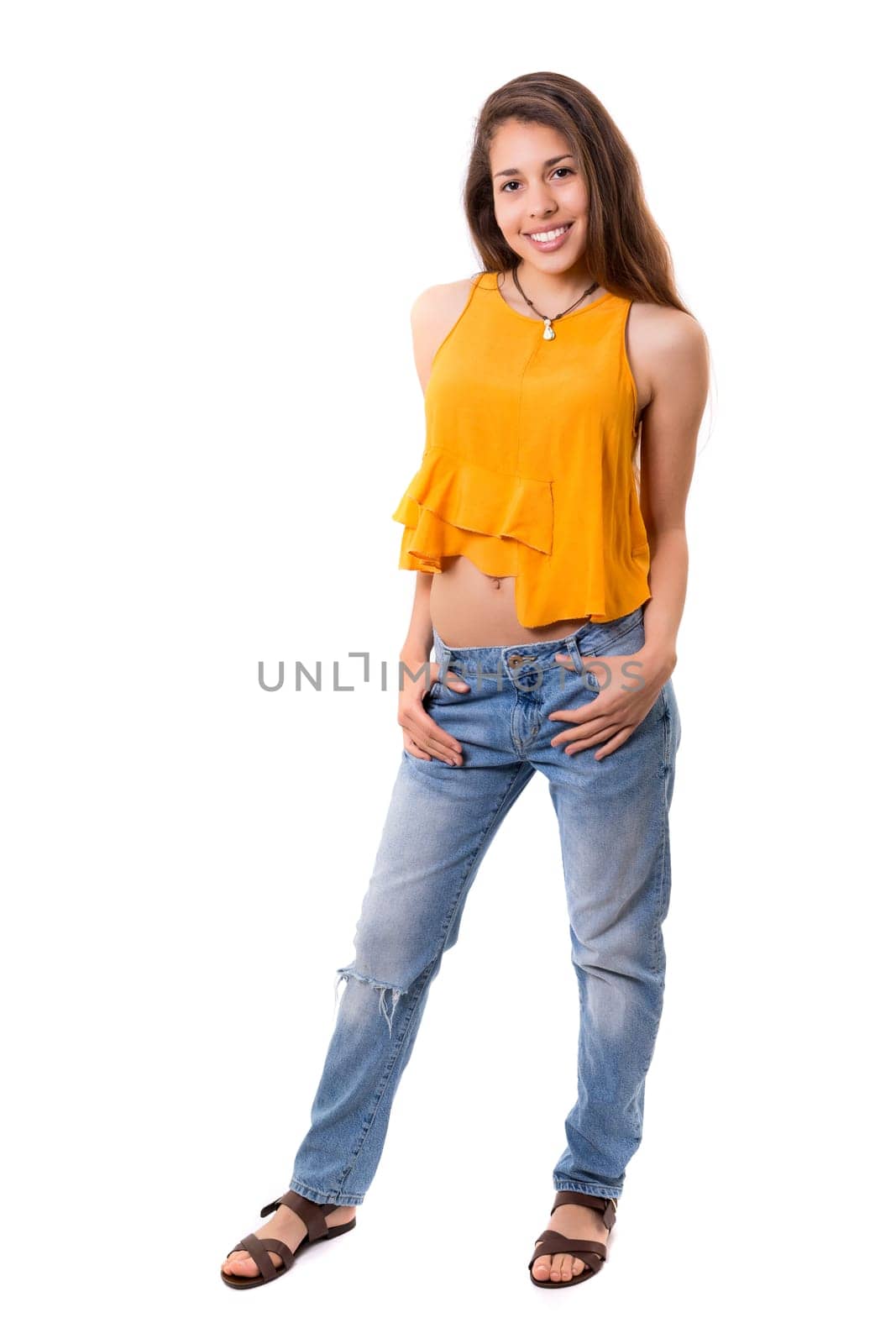 Studio shot of a beautiful young casual woman