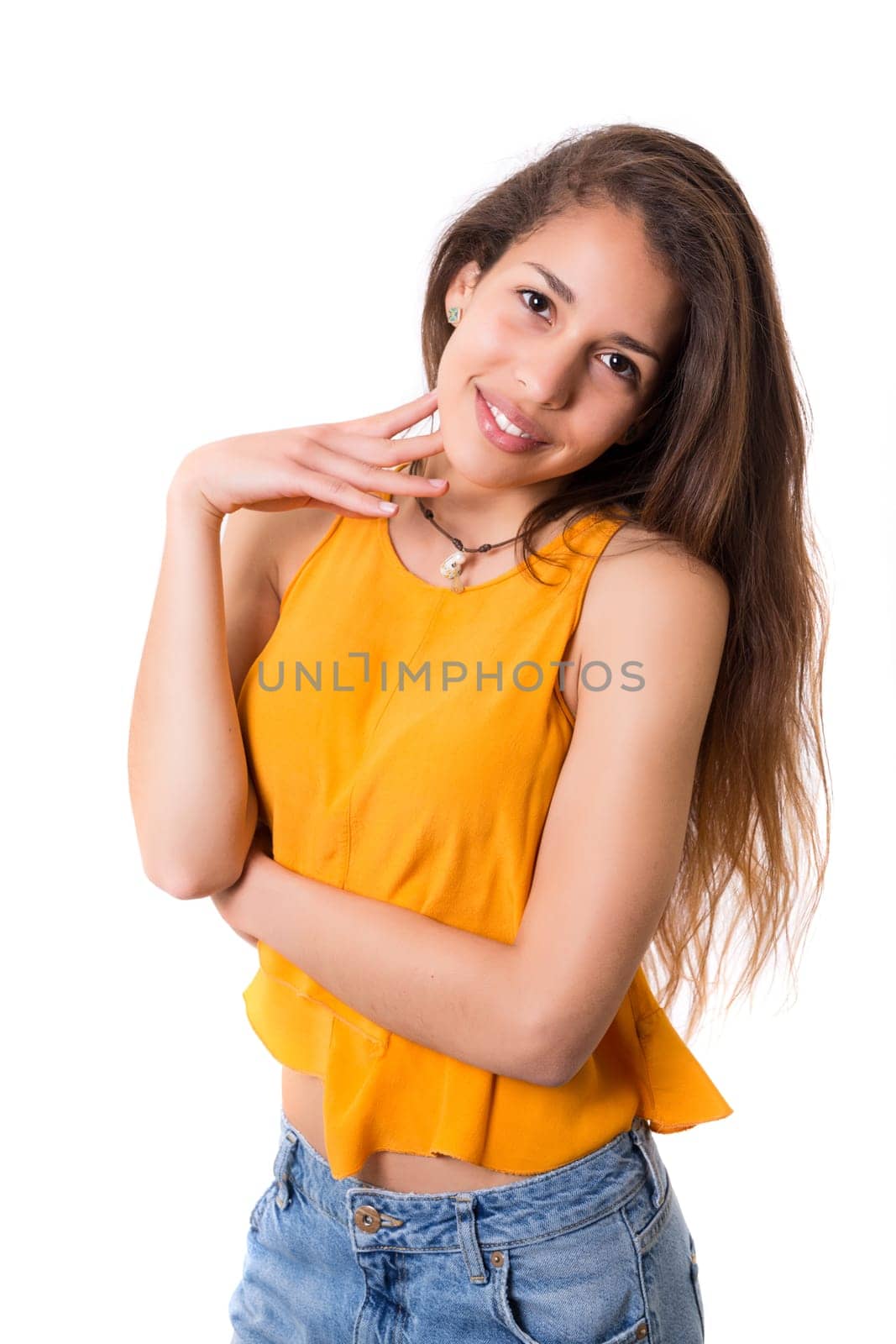 Studio shot of a beautiful young casual woman