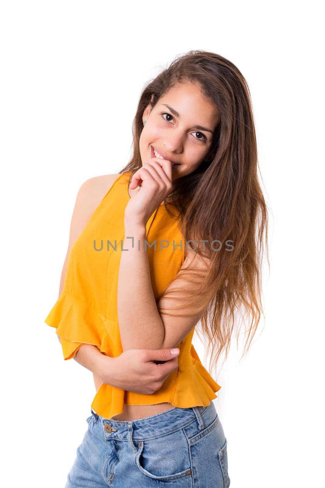 Studio shot of a beautiful young casual woman