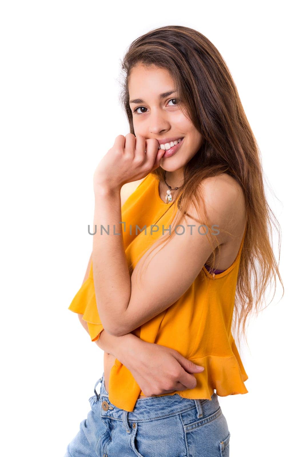 Studio shot of a beautiful young casual woman