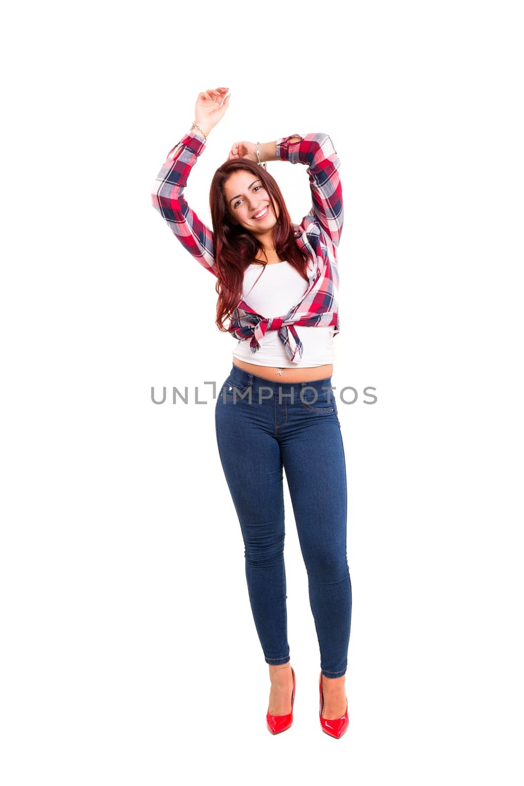 Studio shot of a beautiful young casual woman