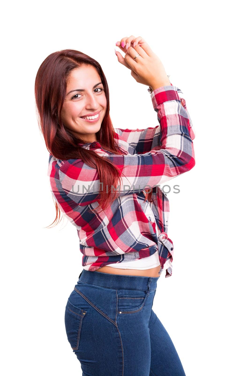 Studio shot of a beautiful young casual woman