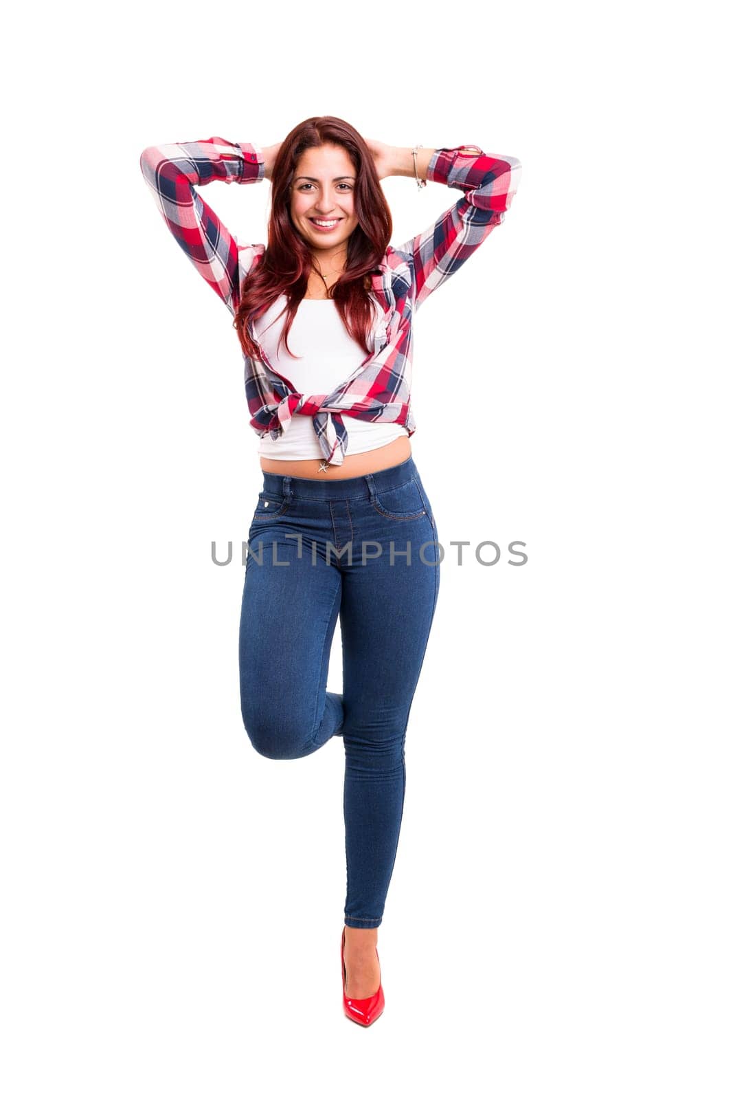 Studio shot of a beautiful young casual woman